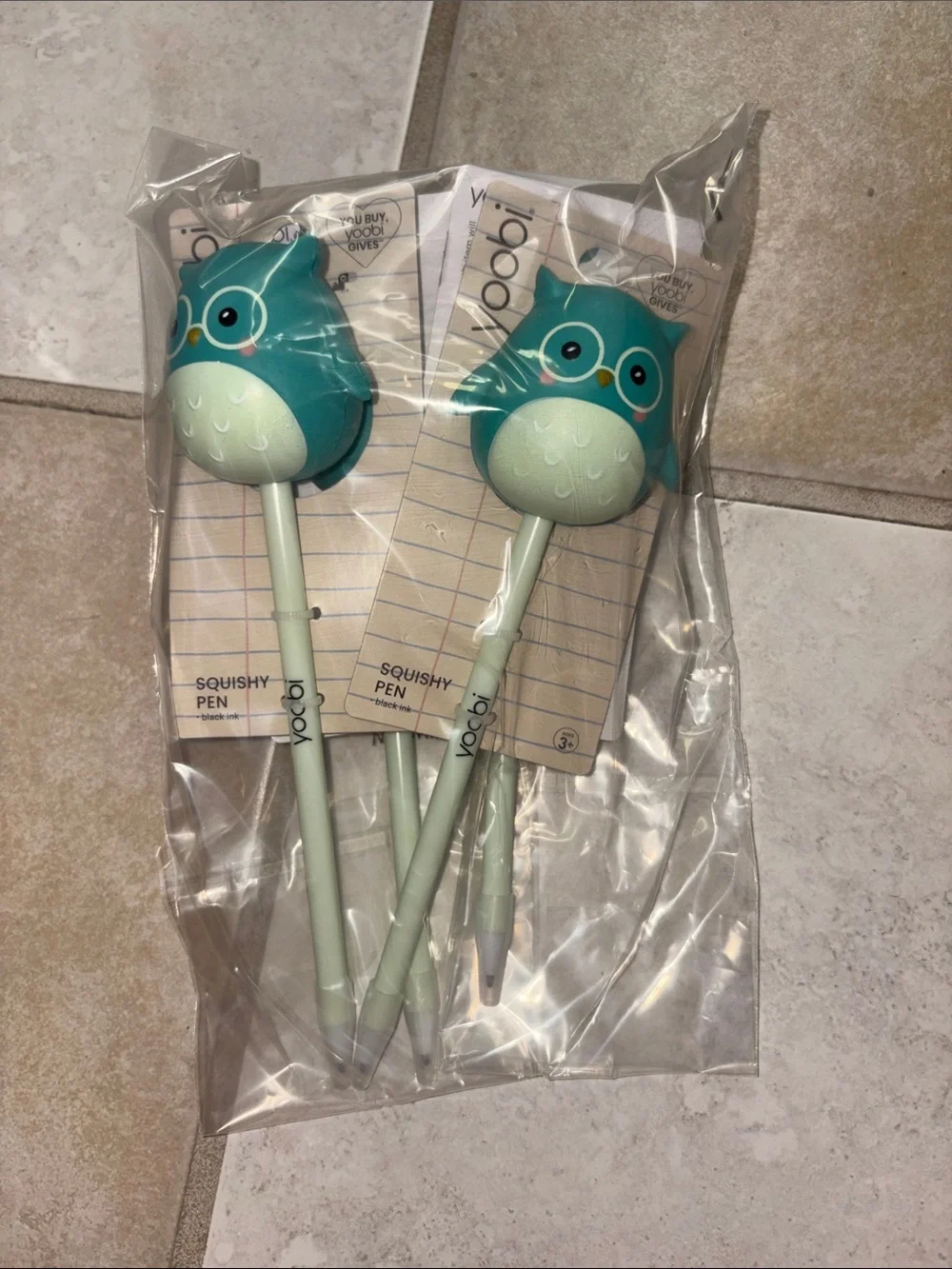 5/$10 Turquoise Owl Squishy Gel Pen - Set of 4
